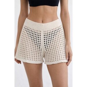 ENVY Cream Open Knit Crochet Shorts women Small Beach Festival Boho NWT